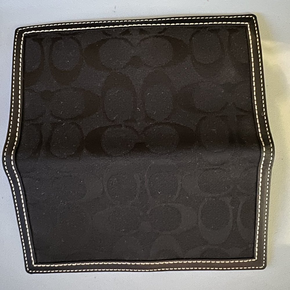 Coach Hampton Signature Black Checkbook Cover Canvas Leather - Black